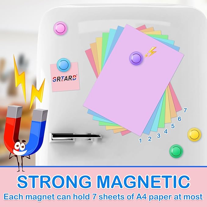 Grtard 45 Pcs Magnets for Whiteboard, Round Refrigerator Magnets Fridge Magnets Whiteboard Magnets, Dry Board Decorative Magnets Teacher Supplies for School, Home, Office (Colorful, 3cm/1.18 inch)