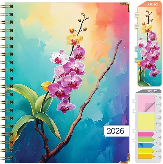 HARDCOVER 2026 Planner, 8.5"x11": 14 Months (November 2025 - December 2026), Daily Weekly Monthly Planner, Yearly Agenda, Bookmark, Pocket Folder and Sticky Note Set (Orchid)
