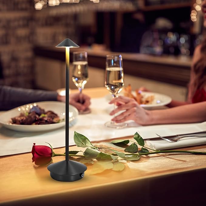 Cordless Table Lamp, Portable Led Desk Lamp 6000mAh Battery Operated Table Lamp, Mordern Rechargeable Night Light in Aluminum, Dimmable Table Light for Indoor Outdoor