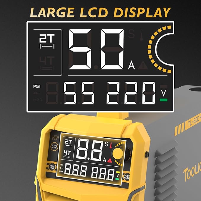 TOOLIOM 50A Non-Touch Pilot ARC Air Plasma Cutter Dual Voltage 110V/220V Metal Cutting Machine with Post/Flow Gas and 2T/4T, 1/2" Clean Cut