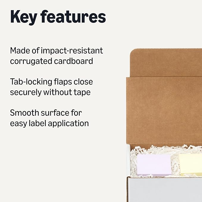 Amazon Basics White Shipping Boxes, Cardboard Mailer Box for Moving and Storage, 9 x 6 x 4 inches, 25 Pack