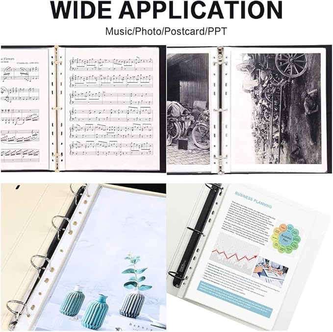 Sheet Protectors, HERKKA 900 Pack Heavy Duty Clear Plastic Page Protectors Sheet Reinforced 11-Hole Fit for 3 Ring Binder Fits Standard 8.5 x 11 Paper, 9.25 x 11.25 Top Loaded, Acid Free