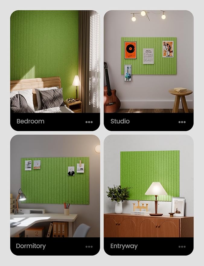 Large Felt Bulletin Board 48" x 36" Cork Board Alternative - 6 Pack with 40 Safe Removable Adhesive Tabs, Cork Boards for Walls Cork Board for Home Office Classroom Pin Board (Grass Green)