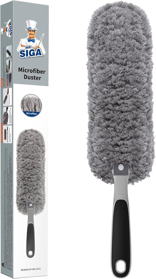 MR.SIGA Lint Free Microfiber Duster, Washable Duster for Household Cleaning Gray