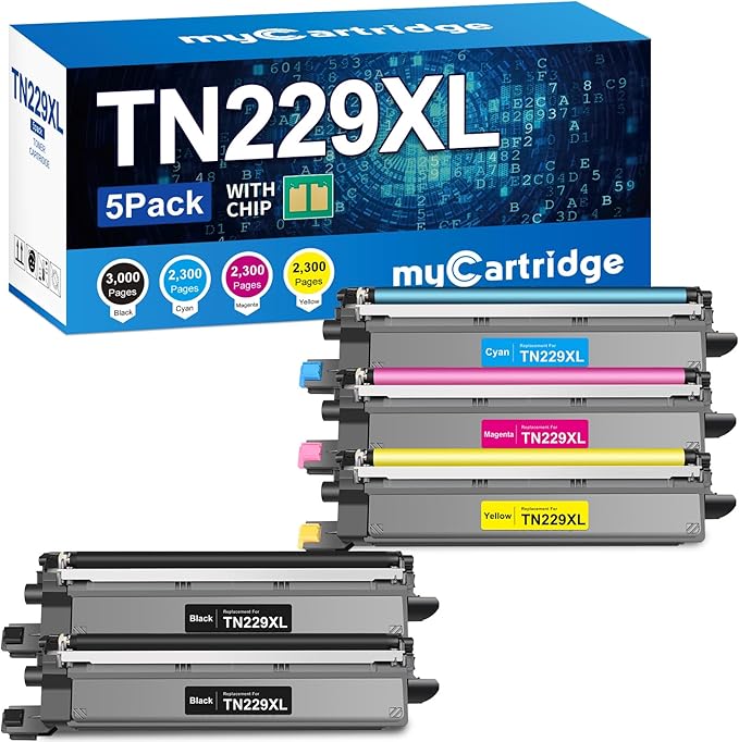 myCartridge Compatible Toner Cartridge Replacement for Brother TN229XL TN229 Toner for HL-L3280CDW MFC-L3780CDW MFC-L3720CDW HL-L3220CDW HL-L3295CDW Printer,TN-229XL TN229XXL Toner 5-Pack