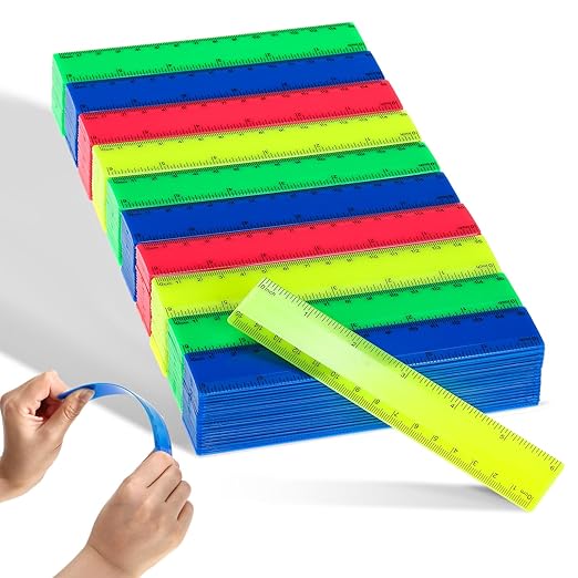 Zonon 500 pcs Rulers Bulk Plastic Flexible Straight Rulers with Inches and Centimeters First Day of School Gift for Students Back to School Office Supplies (Opaque Bright Color,6 Inch)