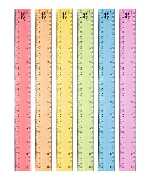 Mr. Pen- Plastic Rulers, 12 Inch, 6 Pack, Pastel Colors, Metric & Imperial, Clear Ruler Set, Cute Ruler 12 Inch