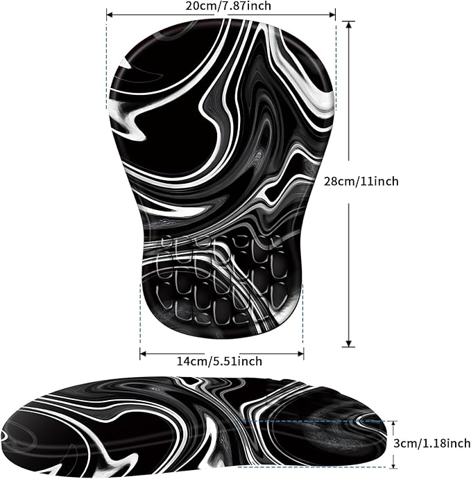 YIWEI Ergonomic Mouse Pad with Wrist Rest Support, Mousepad with Comfortable Memory Foam Wrist Rest and Non-Slip PU Base for Pain Relief, Computer, Laptop, Office, Home (Black-2)