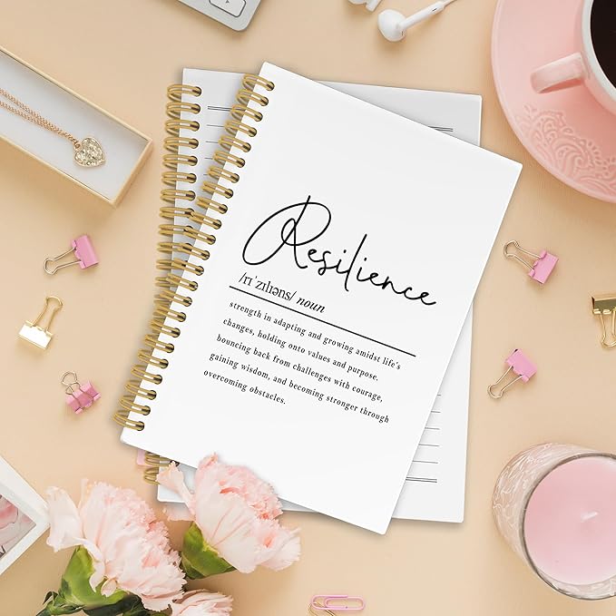 Resilience Inspirational Spiral Notebook, Motivational Journaling Notebooks for Note Taking, Positive Hardcover Journals for Women 160 Pages 5.5x8.3 Inch, Inspirational Gifts for Women