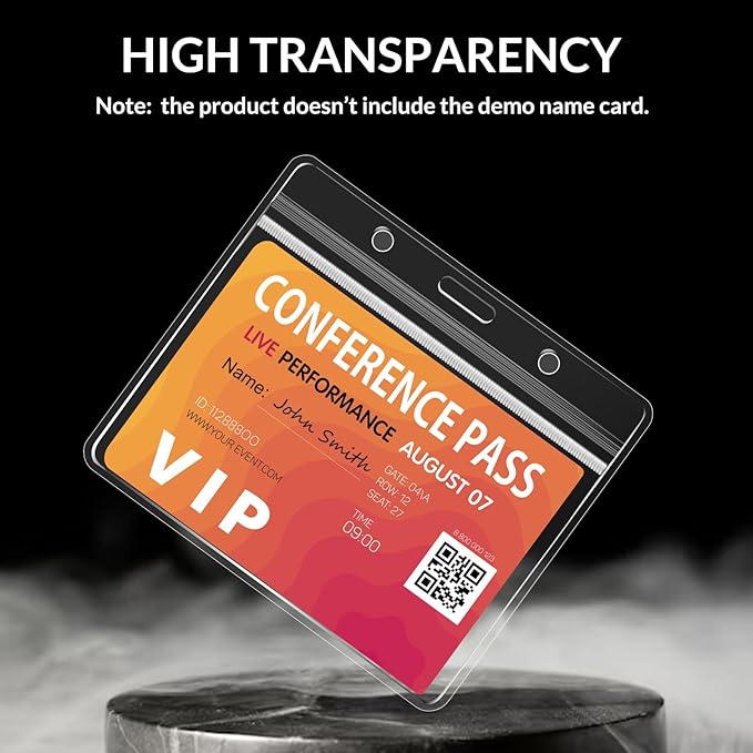 Large Horizontal Badge Holder Bulk 50 Pack,4x3/4.5"x3.5"/4.5"x3.9"/4.5" x4 ID Badge Holder with Soft Edge- Sealable,Extra Thick Waterproof ID Name Tag Holder PVC Card Holders