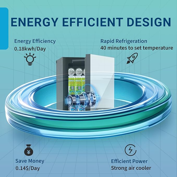 Compact Freestanding Beverage Refrigerator and Personal Beauty Fridge, 24 Can/ 0.9 Cu.Ft Mini Fridge with Mirror-Front Door for Cosmetics, Skincare, Soda, Beer and Wine