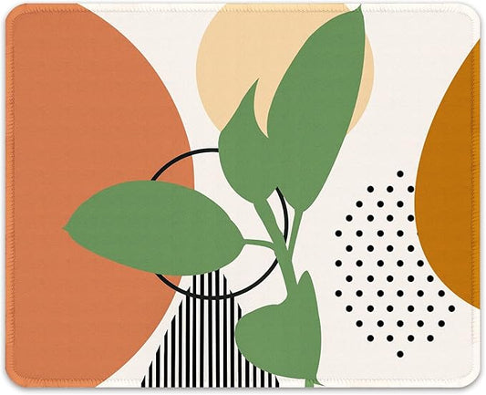 Auhoahsil Mouse Pad, 12 x 10 in Modern Abstract Art Computer Mouse Pad for Desk, Premium-Textured Non-Slip Rubber Stitched Edges Waterproof Square Mouse Mat for Gaming Work Wireless Mice, Orange