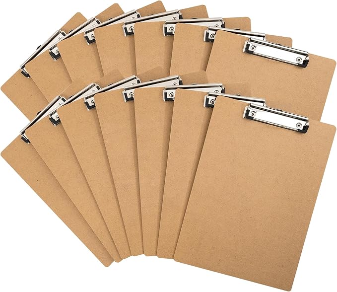 Clipboards, 12 Pack Clipboards for Classroom, A4 Standard Size 12.5 x 9 Inch with Low Profile Clip