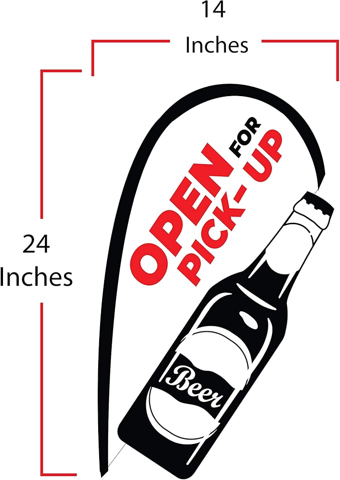 Indoor Outdoor Double Sided Window Flag for Business Sign Drive Thru, Delivery, Pick Up, Essential Business and We are Open Small 3D Flag Kit for Small Business (Beer)