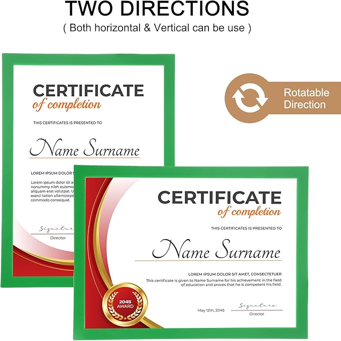 uxcell 3 Pcs Magnetic Sign Holder, 8.3" x 11.7" Self-Adhesive Magnetic Wall Signs Holder Magnetic Picture Frame Document Holder for Home Office Wall Window Displays, Green