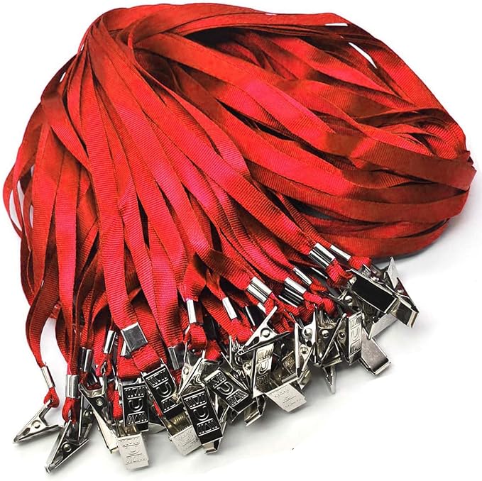 4x3 Name Tags Badge Holder with Lanyard 50 Pack Waterproof Horizontal ID Badge Holder and 50 Pcs Lanyards Nametag for Conferences, Events, and Meetings (Red, 4 X 3 inches)