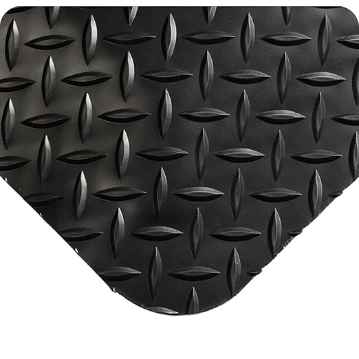Wearwell 414.1516x4x62BK Diamond-Plate SpongeCote UltraSoft Mat, 62' Length x 4' Width x 15/16" Thick, Black