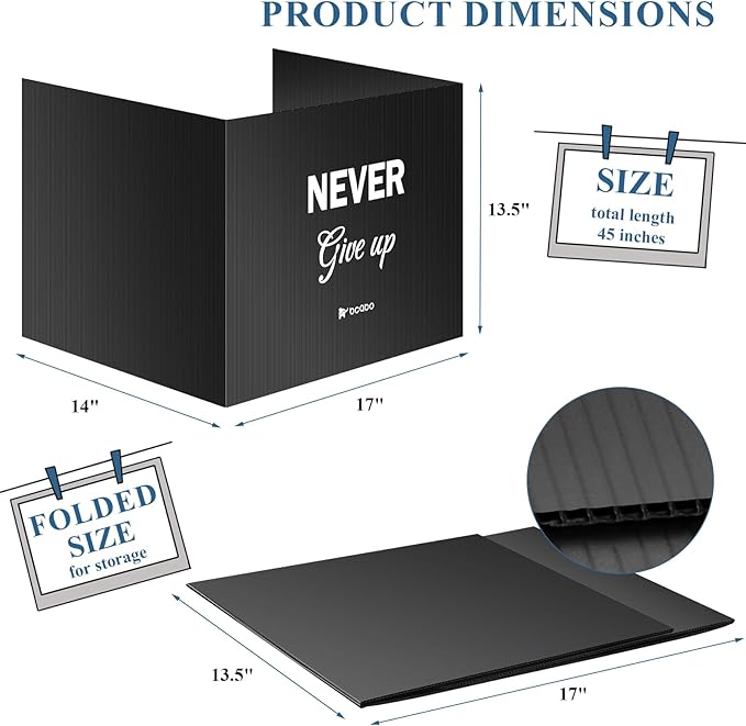 Privacy Shields for Student Desks, Inspirational Privacy folders for Student Testing Desk Dividers- Includes Extra Labels, Black (Pack of 24)