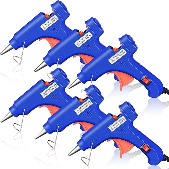 Zhengmy 6 Pieces Mini Hot Glue Gun Crafts Hot Melt Guns Fast Preheating and Easy Squeeze Trigger for School DIY Arts Class Projects Office Home Quick Repairs (Blue)