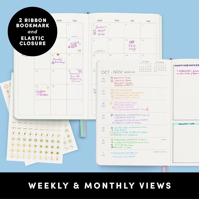 PAPERAGE 2026 Weekly & Monthly Planner, 12 Months (January 2026 - December 2026), 5.6 in x 8 in, Hardcover 2026 Planner with Weekly & Monthly Spreads, Note Pages, Stickers & Back Pocket – Dark Green