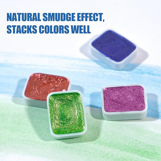 Mini Glitter Watercolor Paint Set, 20 Colors Shimmer Metallic Watercolour Painting Sets, Solid Pearl Water Color Paints for Kids, Adult, 1ml Trial Pack(Summer)