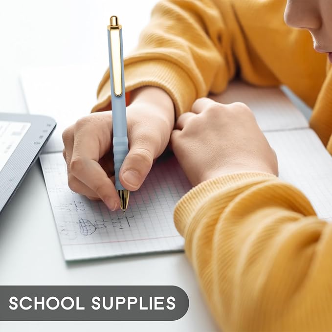 Linbsunne Ballpoint Pens Black Medium Point 1mm Pen with Super Soft Grip Ball Point Pen for Men Women Retractable Pens (Style2, 12-Count)