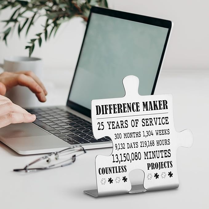 Thank You Appreciation 25 Year Work Anniversary Plaque Gifts, 25th Work Anniversary Decor Gifts for Women, Men, Employee, Coworkers, Happy 25th Work Anniversary Decorative Signs Plaques WDD14