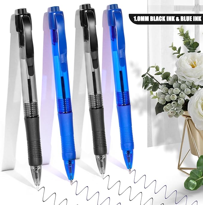 deegtran Pens Bulk, 100 Pack No Bleed Black & Blue Ink Click Pens with Soft Grip, Wholesale Retractable Ballpoint Pens for Office School, Medium Point Smooth 1.0MM
