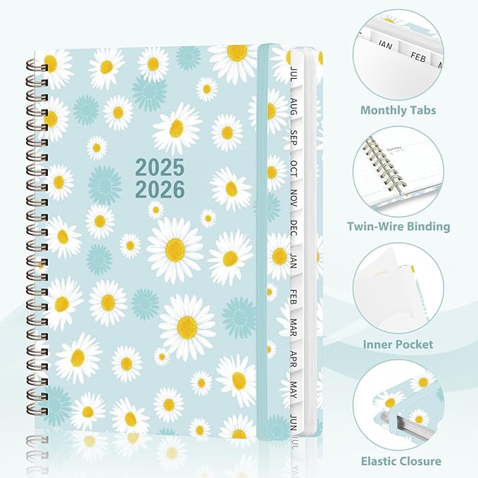 Planner 2025-2026, Weekly and Monthly Calendar Academic Planner (July 2025 - June 2026), Hardcover Teacher School Student Agenda with Tabs, Ideal for School Office Supplies, A5 (6.3" x 8.5")