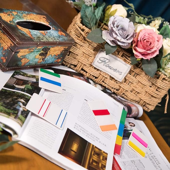 KICNIC Sticky Tabs 1 Inch, 720pcs Book Tabs, Colored Page Markers Self Adhesive, Repositionable Note Tabs for Documents, Books, Paper, Notebooks, Filing and Folders [36 Sets, 10 Colors]