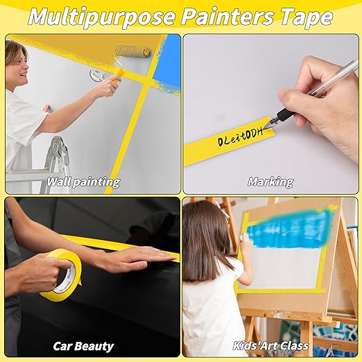 42 Rolls Yellow Painters Tape Bulk 1 inch x 55 Yards, Total 2310yd, Painters Masking Tape No Residue Wall Painting Tape Artist Tape Trim Edge Finishing Tape for Wall Painting Decoration DIY Supplies
