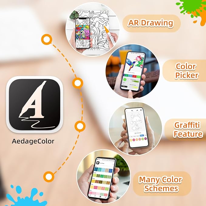 YHC 48 Colors Acrylic Paint Pens with Free App, Dual Tip Acrylic Paint Markers with Brush Tip and Fine Tip for Adults, Kids, Eggs, Wood, Rock, Canvas, Plastic, Stone, Glass, Ceramic