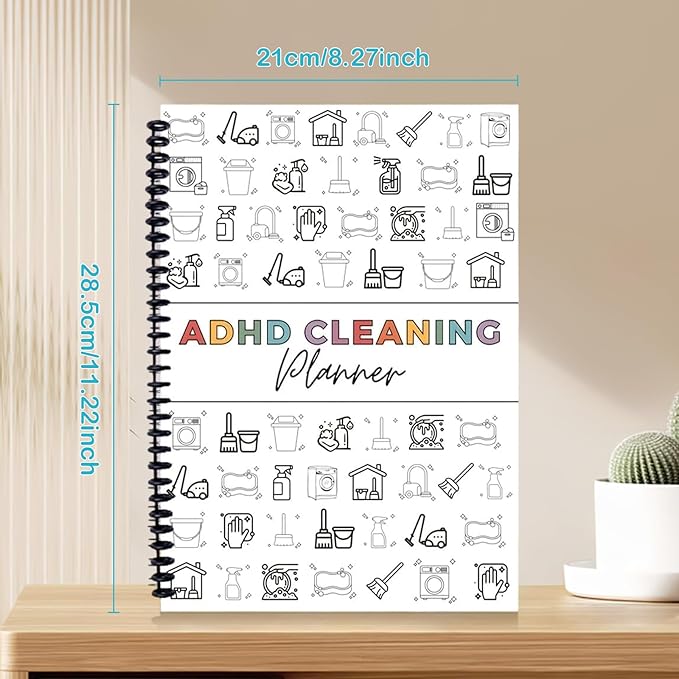 ADHD Cleaning Planner for Adults, Cleaning Planner Daily Weekly Monthly Home Organization & Chore Chart Schedule with Checklists,Household Management System for Women & Men with Focus-Friendly Layout