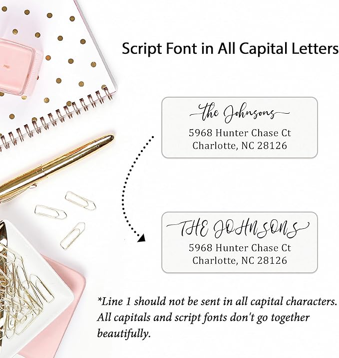 Personalized Return Address Labels Simple - Set of 240 Elegant Custom Mailing Labels for Envelopes, Self Adhesive Flat Sheet Rectangle Personalized Name Stickers (Clear)