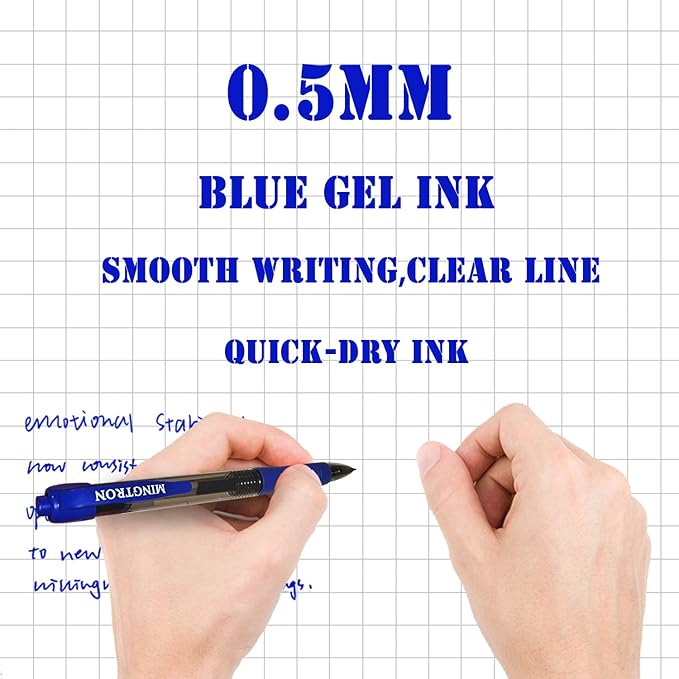 Gel pens, 30 Pack Blue Pens Fine Point, No Smear Ink Pens for Left Hand, Click Pens Bulk, Retractable Rollerball Pens for Smooth Writing, 0.5MM, Navy Blue Ink