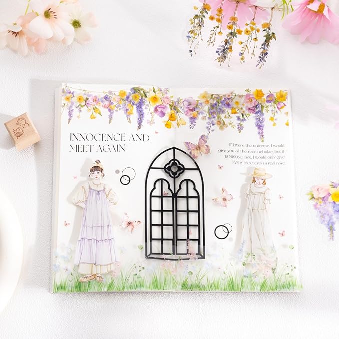 Hanging Floral PET Stickers Set, 60PCS Botanical Flower Stickers for Scrapbooking, Journaling, DIY Crafts, and Art Supplies