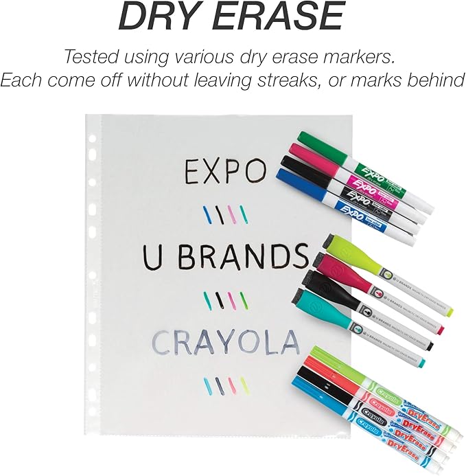 Samsill 50 Pack Standard Weight 11 Hole Clear Sheet Protectors, Acid Free Archival Safe, 8.5 x 11 inches, Top Loading