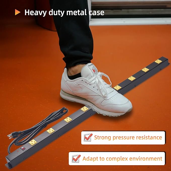 10-Outlet Heavy Duty Power Strip Surge Protector Metal Long Extension Cord 6-Foot, SGS Certified,Black(1000J)…