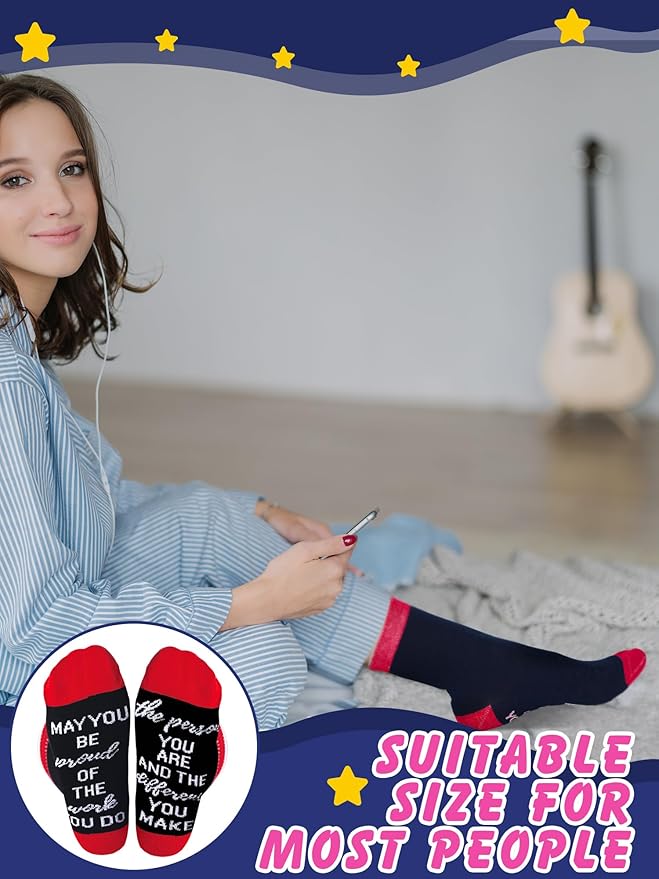 24 Pcs Employee Appreciation Gifts Thank You for All You Do Socks Stainless Steel Keychains for Staff Coworker Team