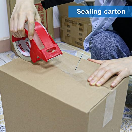 12 Rolls Clear Packing Tape, Heavy Duty Packaging Tape with Dispenser,1.88In x 55Yd,2.4Mil Thick Industrial Grade Transparent Tape Refills for Shipping,Moving,Sealing and storages