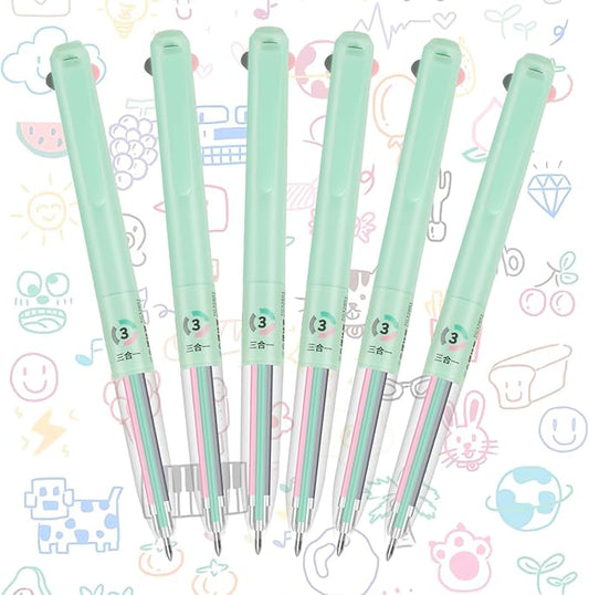Woomer 3-in-1 Multicolor Gel Pens, Retractable Ballpoint Pen, 0.5mm Gel Pens Fine Point Smooth Writing Pens 6 PCS, Cute Nurse Pens Retractable Pens for Journaling Home, Office, Note-taking, Teacher