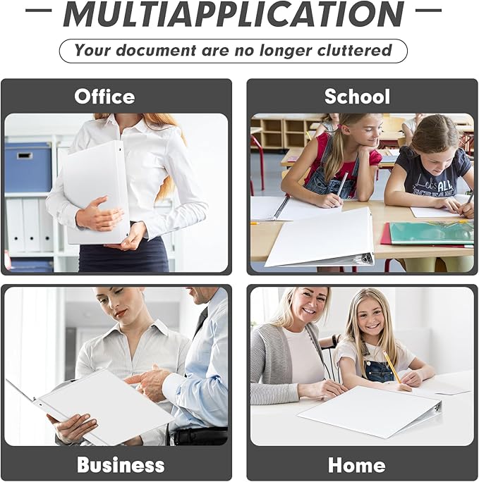 3 Ring Binder 2 Inch, PANDRI 6 Pack 2-Inch Binder Fits Letter Size 8.5'' x 11'' Paper, Versatile Binders for Office Home School, 2 Pockets, White