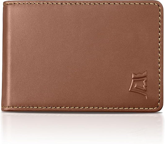 Kings Loot Wallet for Men | Minimalist Slim RFID Blocking Leather Design with Cash Pocket & Card Pull Strap | Holds 1-15 Cards | Stylish & Durable Wallets (Bourbon)