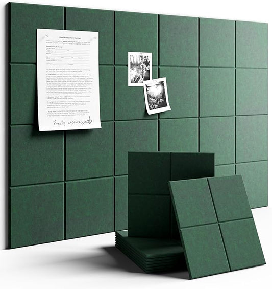 Large Felt Bulletin Board 36" x 24"Cork Board Alternative-6 Pack with 40 Safe Removable Adhesive Tabs, Cork Boards for Walls Cork Board for Home Office Classroom Pin Board-Aurora Green
