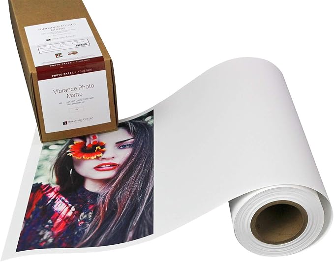 Vibrance Matte Photo Printer Paper 12 mil 230 gsm Matte Finish Premium Photo Paper Roll on 3in Core 44 inches x 100 ft Works with Most Inkjet Printer Professional Makes and Models Like Epson Canon HP