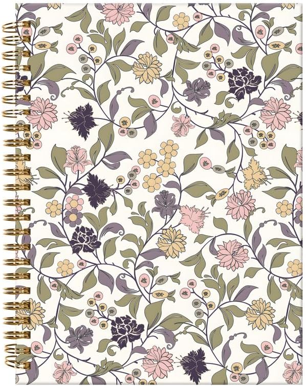 Spiral Journal Notebook,A5 Hardcover Lined Journals for Women Girl 6 x 8.3 in,120 Pages Thick Paper,Cute College Ruled Writing Notebook for Gifts Office Work School(Elegant Abstract Floral)