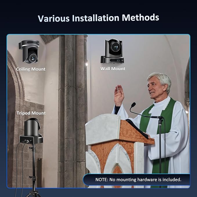 NexiGo Conference Room PTZ Camera System with 10X Optical Zoom, Remote Control, USB Output & Autofocus for Live Streaming, Meetings, Church Services, Education, for OBS/Zoom/Skype | Easy Setup