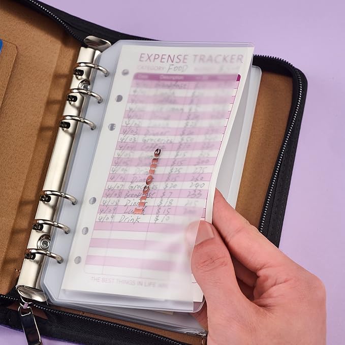 15pcs A6 Binder Pockets with No Zippers, Zipless Budget Envelopes for Cash System, A6 Binder Pouch for 6 Ring Binder, Money Folder Organizer for Cash.