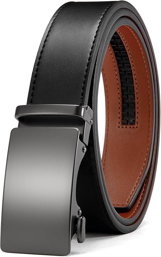 CHAOREN Mens Belt - Mens Ratchet Belt Leather 1 3/8" for Dress Pant - Micro Adjustable Belt Fit Everywhere