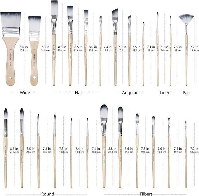 Artecho 24 PCS Paint Brushes for Acrylic Painting, Acrylic Paint Brushes for Oil, Watercolor, Acrylic, Gouache and Canvas Painting